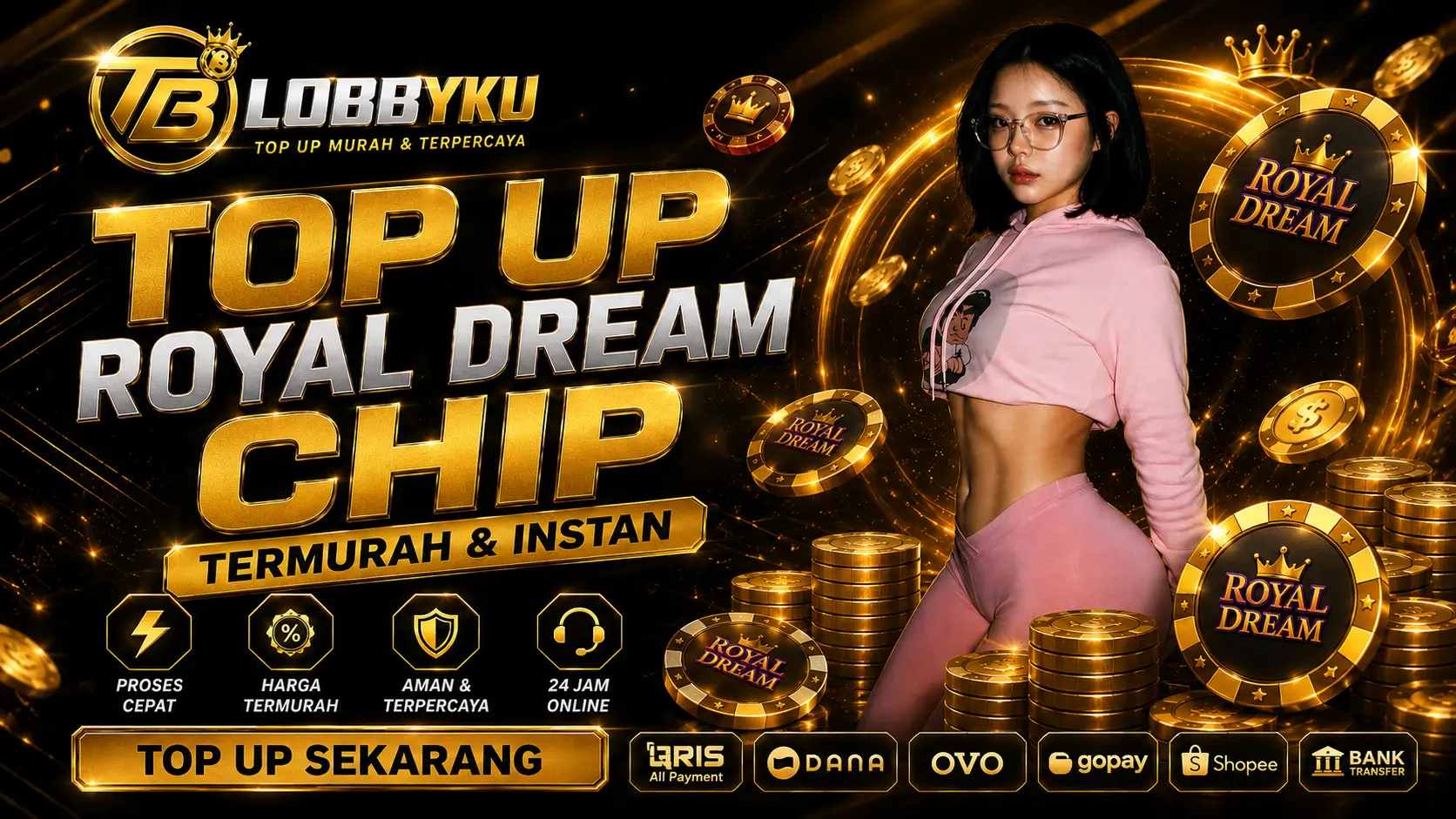 Banner layanan top up Royal Dream di TOPUPCHIP.ID